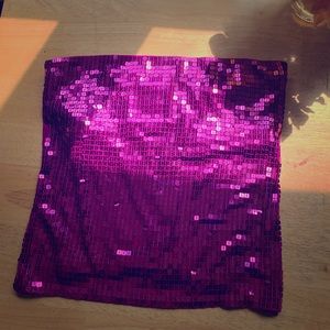Pink sequin tube top